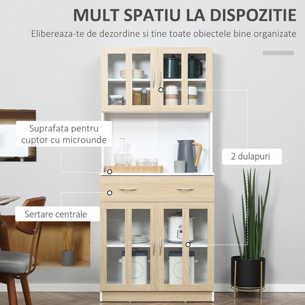 Bufet HOMCOM pentru Bucatarie, 180cm, Design Modern cu Usi Sertare Dulapuri, Spațiu Amplu de Depozitare | Aosom Romania