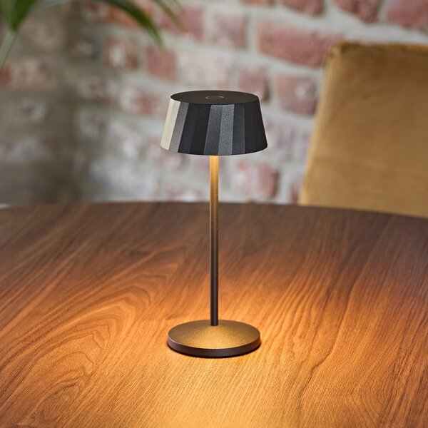 Sigor Lampa de masă cu LED și baterie reîncărcabilă Facetta, negru, 22 cm, metal CCT, reglabil, Negru, Camera de zi / sufragerie, Aluminiu, Modern