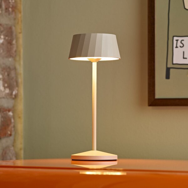 Sigor Lampa de masă cu LED și baterie reîncărcabilă Facetta, bej, 22 cm, metal, CCT, reglabil, Bej, Camera de zi / sufragerie, Aluminiu, Modern