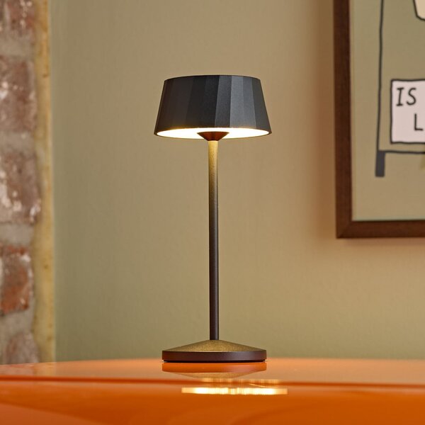 Sigor Lampa de masă cu LED și baterie reîncărcabilă Facetta, negru, 22 cm, metal CCT, reglabil, Negru, Camera de zi / sufragerie, Aluminiu, Modern