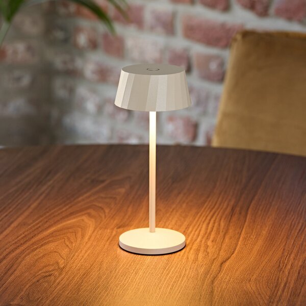 Sigor Lampa de masă cu LED și baterie reîncărcabilă Facetta, bej, 22 cm, metal, CCT, reglabil, Bej, Camera de zi / sufragerie, Aluminiu, Modern