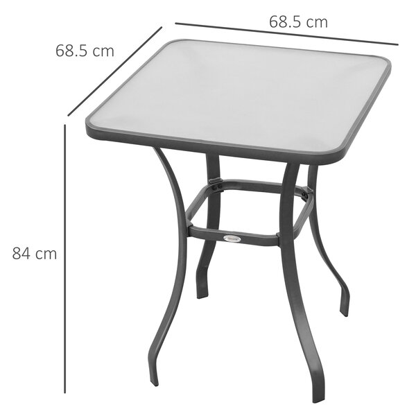 Outsunny Masă Pătrată pentru Grădină, Sticlă Termorezistentă, Design Modern, Negru, 68.5x68.5x84cm | Aosom Romania