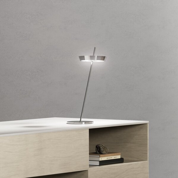 Sigor Lampă de masă cu LED și baterie reîncărcabilă Mahina, culoare crom, înălțime 36, reglabil, Metalic, Camera de zi / sufragerie, Aluminiu, Modern