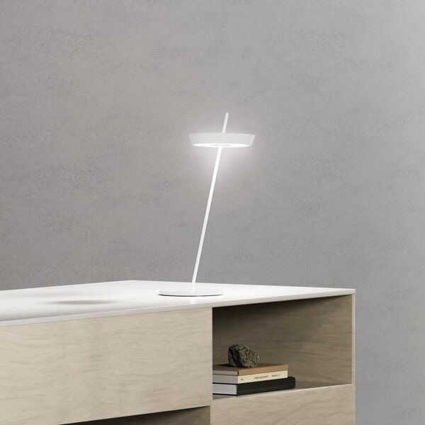Sigor Lampa de masă cu LED și baterie reîncărcabilă Mahina, albă, înălțime 36 cm,, reglabil, Alb, Camera de zi / sufragerie, Aluminiu, Modern