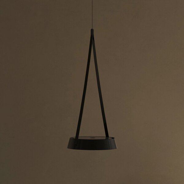Sigor Lampă suspendată LED cu baterie Mahina, negru, Ø 17 cm, metal, CCT, reglabil, Negru, Camera de zi / sufragerie, Aluminiu, Modern