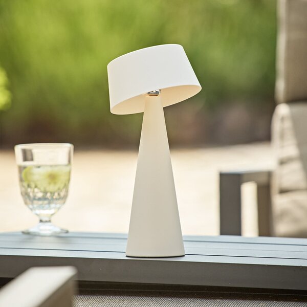 Sigor Lampa de masă cu LED și baterie reîncărcabilă Solino, albă, solară/USB, 26 cm,, reglabil, Alb, Camera de zi / sufragerie, Aluminiu, Modern