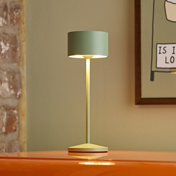 Sigor Lampa de masă cu LED-uri și baterie Veluna, verde, înălțime 25 cm, IP44,, reglabil, Verde, Camera de zi / sufragerie, Aluminiu, Modern