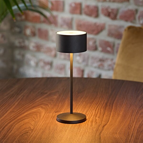 Sigor Lampa de masă cu LED-uri și baterie Veluna, negru, înălțime 25 cm IP44 dim CCT, reglabil, Negru, Camera de zi / sufragerie, Aluminiu, Modern