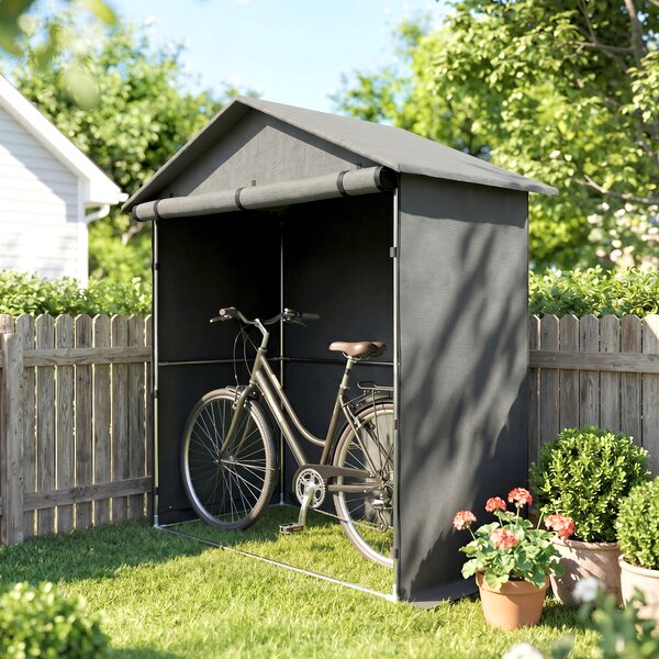 Outsunny Cort Garaj cu Intrare Rulabilă, Corzi și Țăruși, 1.1x2 m, Gri Închis | Aosom Romania