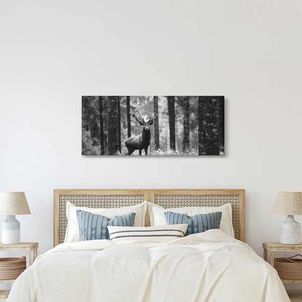 Tablou - Căprioare in pădure 2,alb-negru (120x50 cm)