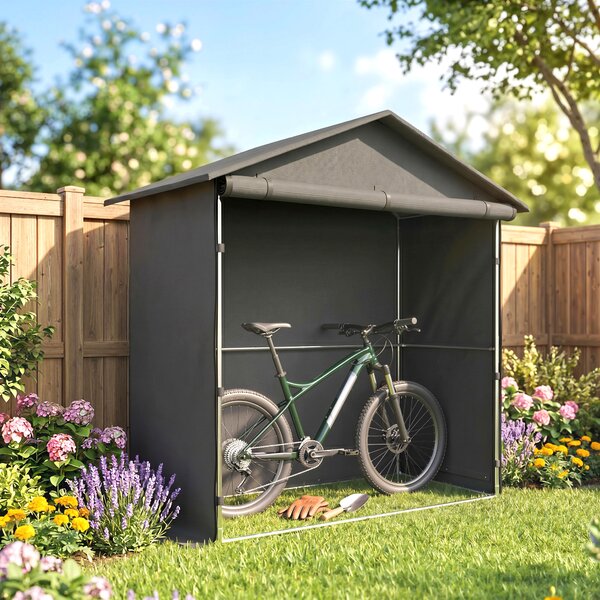 Outsunny Cort Garaj cu Intrare Rulabilă, Corzi și Țăruși, 1.1x2 m, Gri Închis | Aosom Romania
