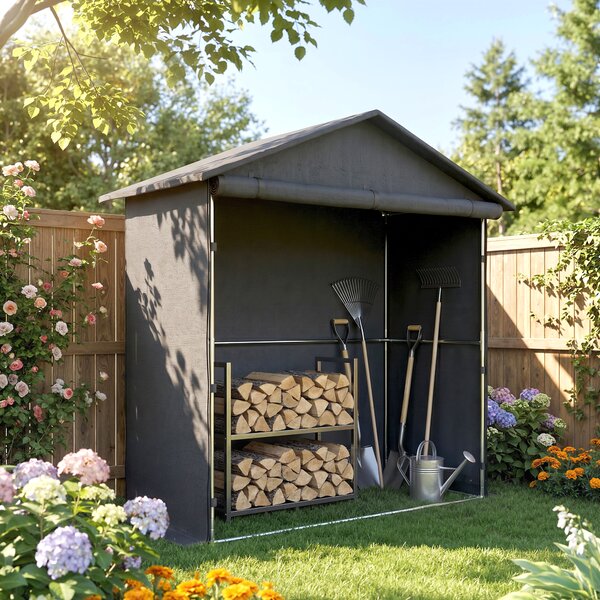 Outsunny Cort Garaj cu Intrare Rulabilă, Corzi și Țăruși, 1.1x2 m, Gri Închis | Aosom Romania
