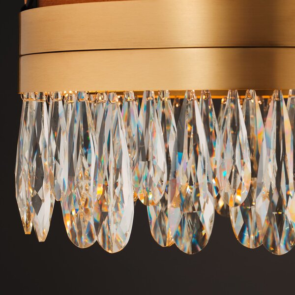 Brilliant Plafonieră LED Celestia, Ø 40 cm, culoare alamă, cristal, reglabil, Auriu / Alamă, Camera de zi / sufragerie, Metal