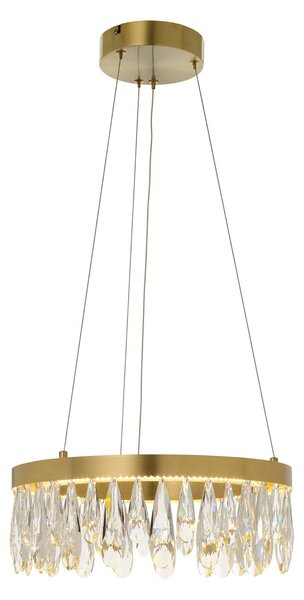 Brilliant Lampă suspendată LED Celestia, Ø 40 cm, culoare alamă, cristal, reglabil, Auriu / Alamă, Camera de zi / sufragerie, Metal