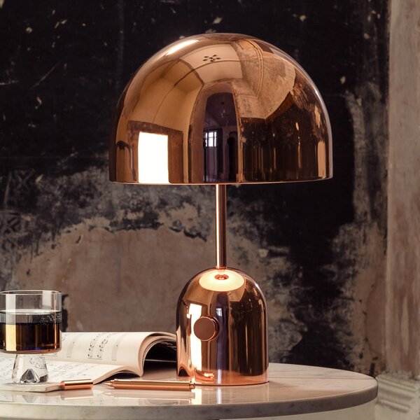 Tom Dixon LED-Lampa de masă Bell, culoare cupru, 43 cm, dimabilă, reglabil, Cupru, Camera de zi / sufragerie, Metal, Design