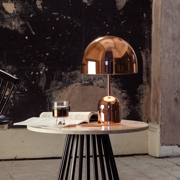 Tom Dixon LED-Lampa de masă Bell, culoare cupru, 43 cm, dimabilă, reglabil, Cupru, Camera de zi / sufragerie, Metal, Design