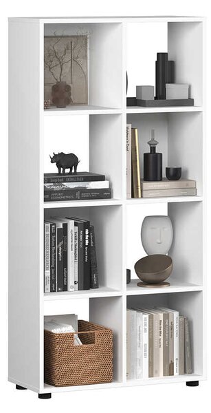 Biblioteca Adore Cubic, Alb - Stejar, 70x141x30 cm
