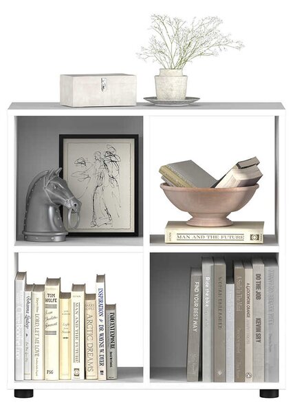 Biblioteca Joasa Adore Cubic, Alb - Stejar, 70x72x30 cm