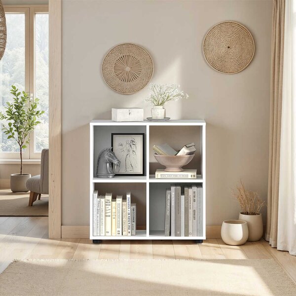 Biblioteca Joasa Adore Cubic, Alb - Stejar, 70x72x30 cm