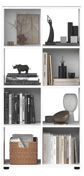 Biblioteca Adore Cubic, Alb - Stejar, 70x141x30 cm