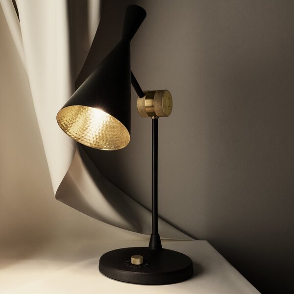 Tom Dixon Lampă de masă LED Beat, negru, alamă, înălțime 53 cm, reglabil, Negru, Camera de zi / sufragerie, Alamă, Design