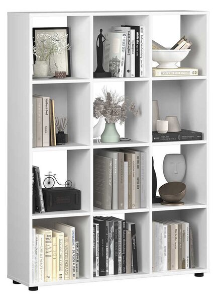 Biblioteca Adore Cubic, Alb - Stejar, 104x141x30 cm