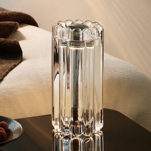Tom Dixon LED-Lampa de masă Press, transparent, sticlă, 24 cm, 927 dimabil, reglabil, Transparent, Camera de zi / sufragerie, Sticlă, Design