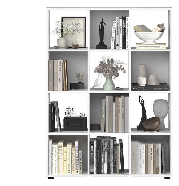 Biblioteca Adore Cubic, Alb - Stejar, 104x141x30 cm