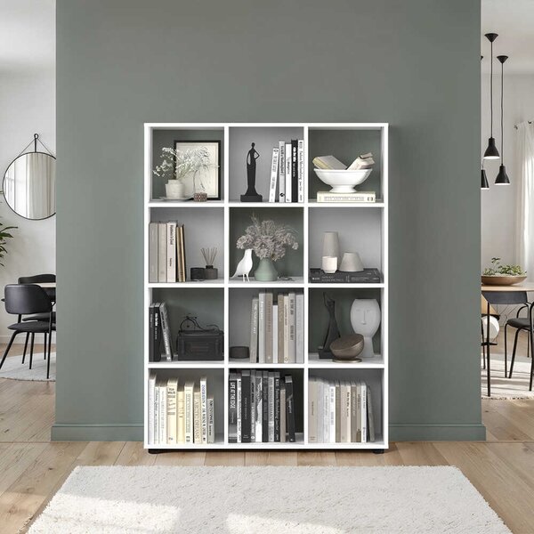 Biblioteca Adore Cubic, Alb - Stejar, 104x141x30 cm