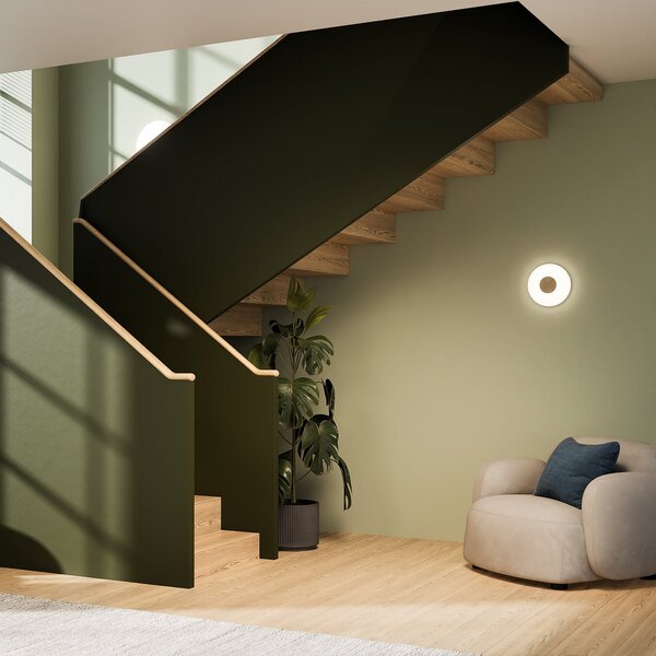 Northern Aplică de perete LED Glint, Ø 25 cm, sticlă, alb opal, reglabil, Alb, Camera de zi / sufragerie, Sticlă, Design