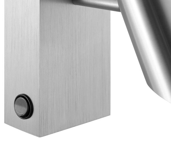 Brilliant Spot LED de perete Risell, lățime 9 cm, metal culoare aluminiu, reglabil, Metalic, Camera de zi / sufragerie, Aluminiu, Modern