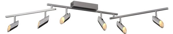 Brilliant Spot LED pentru tavan Risell, lungime 142 cm, culoare aluminiu, reglabil, Metalic, Camera de zi / sufragerie, Aluminiu, Modern