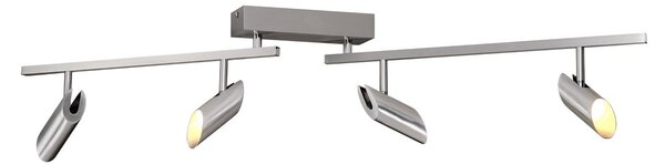 Brilliant Spot LED pentru tavan Risell, lungime 104 cm, culoare aluminiu, reglabil, Metalic, Camera de zi / sufragerie, Aluminiu, Modern
