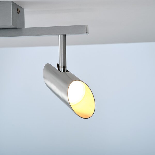 Brilliant Spot LED pentru tavan Risell, lungime 35 cm, culoare aluminiu, reglabil, Metalic, Camera de zi / sufragerie, Aluminiu, Modern