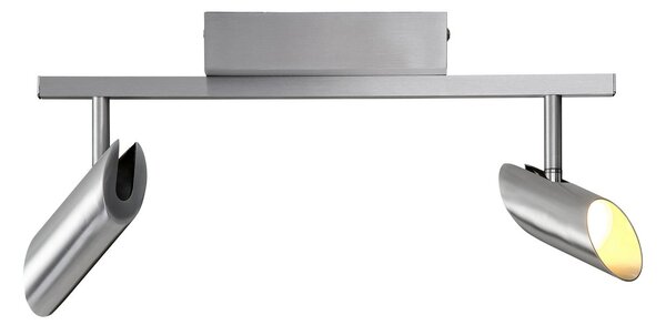Brilliant Spot LED pentru tavan Risell, lungime 35 cm, culoare aluminiu, reglabil, Metalic, Camera de zi / sufragerie, Aluminiu, Modern