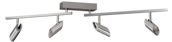 Brilliant Spot LED pentru tavan Risell, lungime 104 cm, culoare aluminiu, reglabil, Metalic, Camera de zi / sufragerie, Aluminiu, Modern