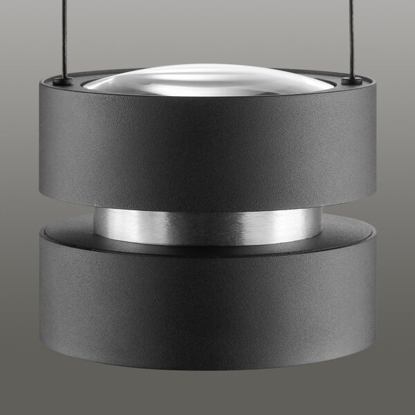 Brilliant Lampă suspendată LED Glow-Sphere, Ø 18 cm, negru, metal, reglabil, Negru, Camera de zi / sufragerie, Aluminiu, Modern