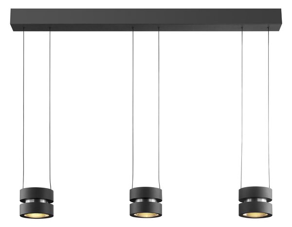 Brilliant Lampă suspendată LED Glow-Sphere, lungime 112 cm, negru, metal, reglabil, Negru, Camera de zi / sufragerie, Aluminiu, Modern