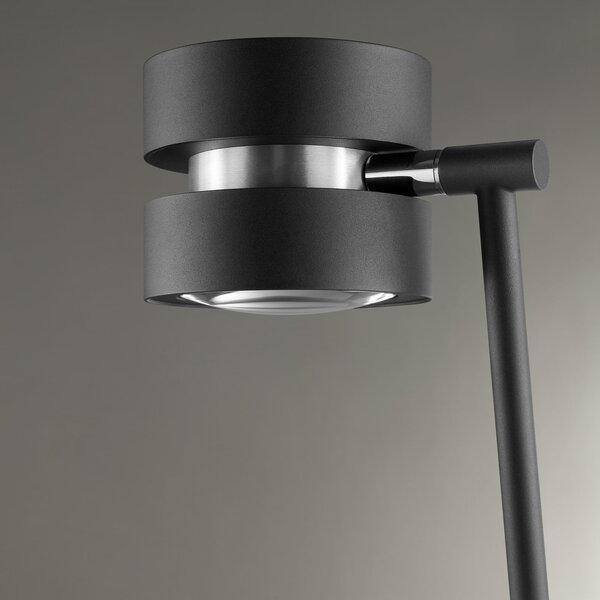 Brilliant Lampadar LED Glow-Sphere, înălțime 146 cm, negru, metal, reglabil, Negru, Camera de zi / sufragerie, Aluminiu, Modern