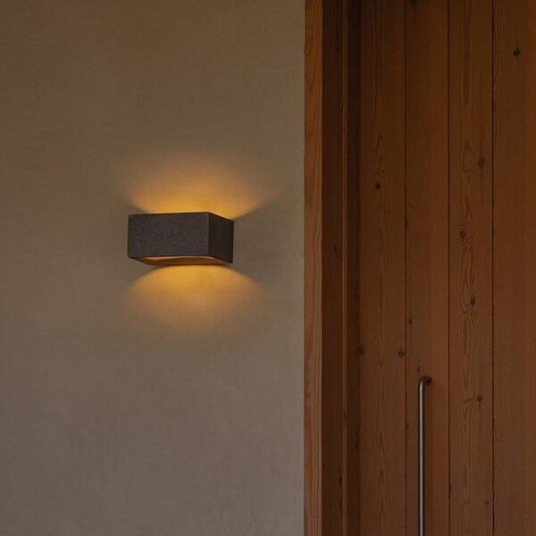 FARO BARCELONA Aplică de perete LED Glint, 3000K, 15 cm, gri, beton, IP55, Gri, Beton, Modern