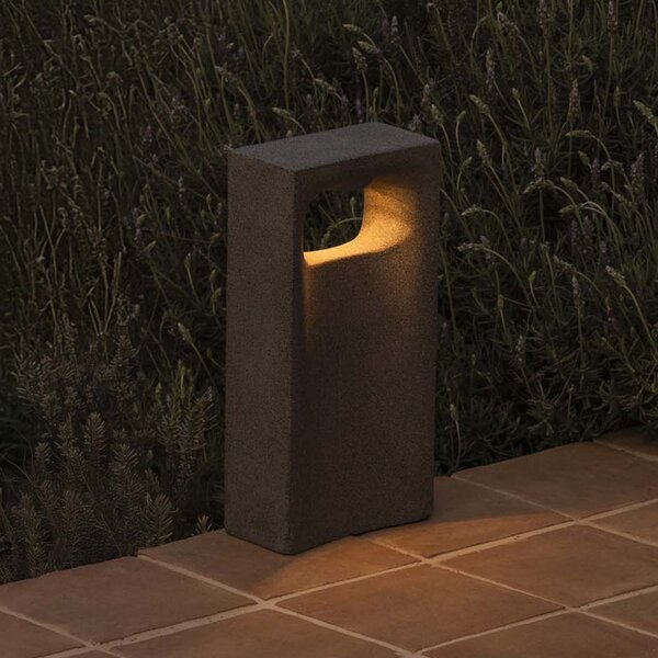 FARO BARCELONA Lampă cu soclu LED Glint, 2700K, 40 cm, gri, beton, IP55, Gri, Beton, Modern