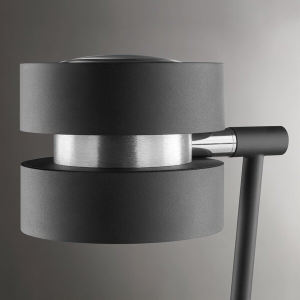 Brilliant Lampa de masă LED Glow-Sphere, înălțime 61 cm, negru, metal, reglabil, Negru, Camera de zi / sufragerie, Aluminiu, Modern