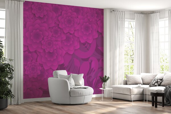 Fototapet Violet și roz fundal floral, Populare fototapet, Populare fototapet, w01051v2 - Muralas.ro