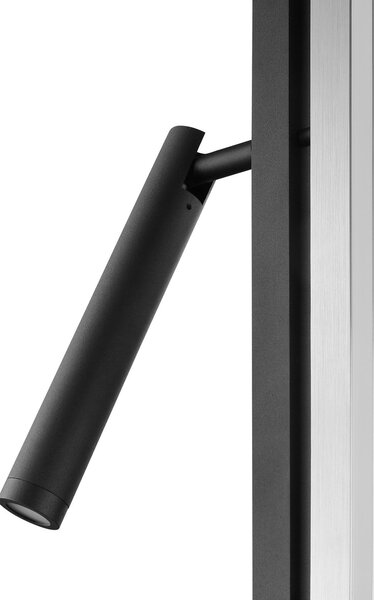 Brilliant Lampadar LED Pulse, negru, înălțime 150 cm, metal, lumină de citit, reglabil, Negru, Camera de zi / sufragerie, Metal, Modern