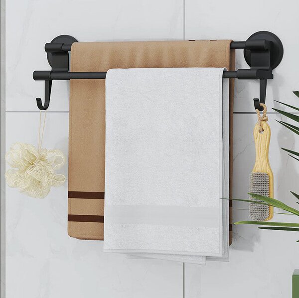 Suport dublu prosoape baie, 50 cm, Negru