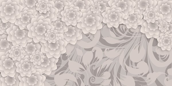 Fototapet Design elegant cu model floral monocrom, Populare fototapet, Populare fototapet, w01051v5 - Muralas.ro