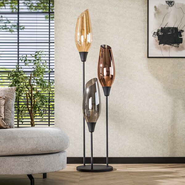 Zijlstra Lampadar Mixture, 178 cm, multicolor, 3 becuri sticlă/metal, Multicolor, Camera de zi / sufragerie, Sticlă, Modern
