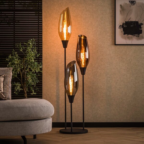 Zijlstra Lampadar Mixture, 178 cm, multicolor, 3 becuri sticlă/metal, Multicolor, Camera de zi / sufragerie, Sticlă, Modern