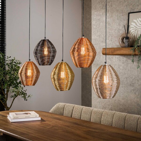 Zijlstra Lampă suspendată Spoelamp, multicolor, metal, 5 becuri, E27, reglabil, Multicolor, Camera de zi / sufragerie, Metal, Modern