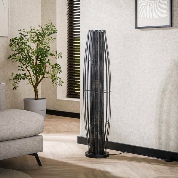 Zijlstra Lampadar Dublindo, înălțime 120 cm, antracit, metal, 3 x E27, Negru, Camera de zi / sufragerie, Metal